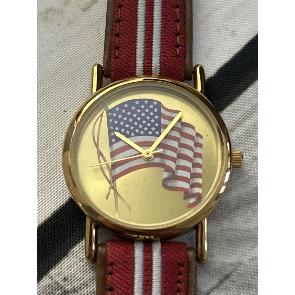 Valdawn American Flag Gold Tone Women’s Quartz Watch
